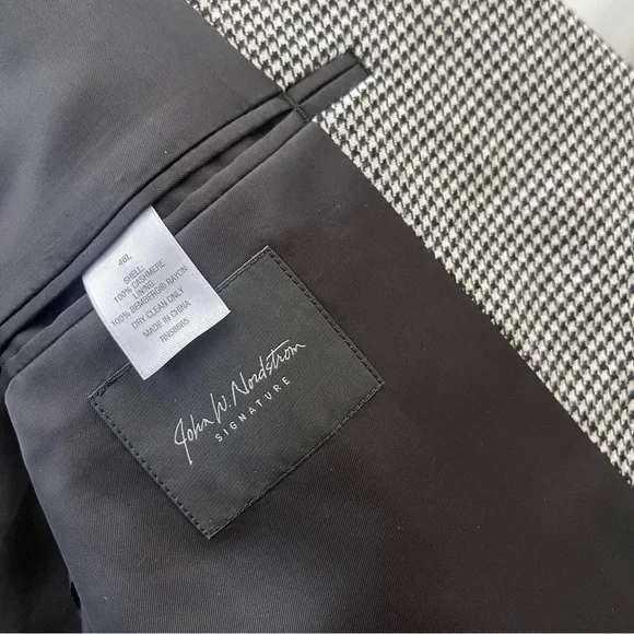 Loro Piana John W Nordstrom 100% Cashmere Sport Coat 46L Black White Houndstooth - Picture 9 of 11